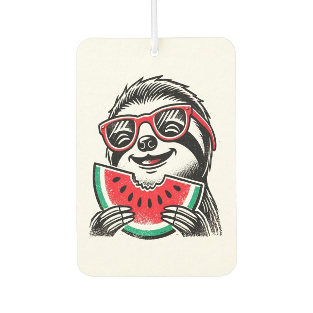 Cool Sloth Eating Watermelon Autolufterfrischer (Vorderseite)