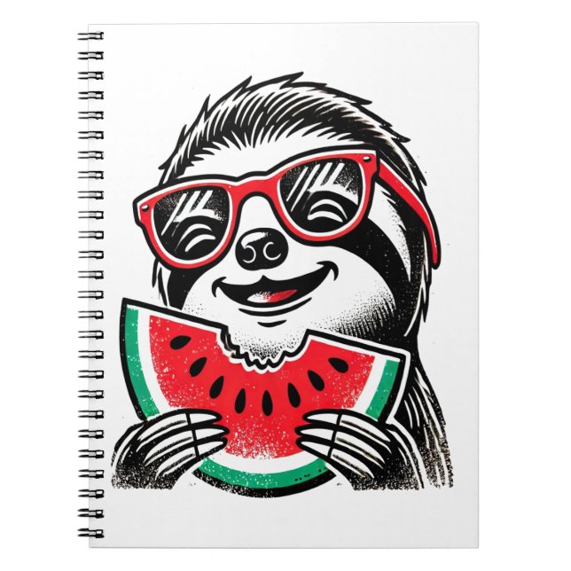 Cool Sloth Eating Watermelon Notizblock (Vorderseite)
