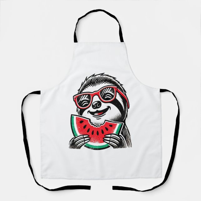 Cool Sloth Eating Watermelon Schürze (Vorderseite)