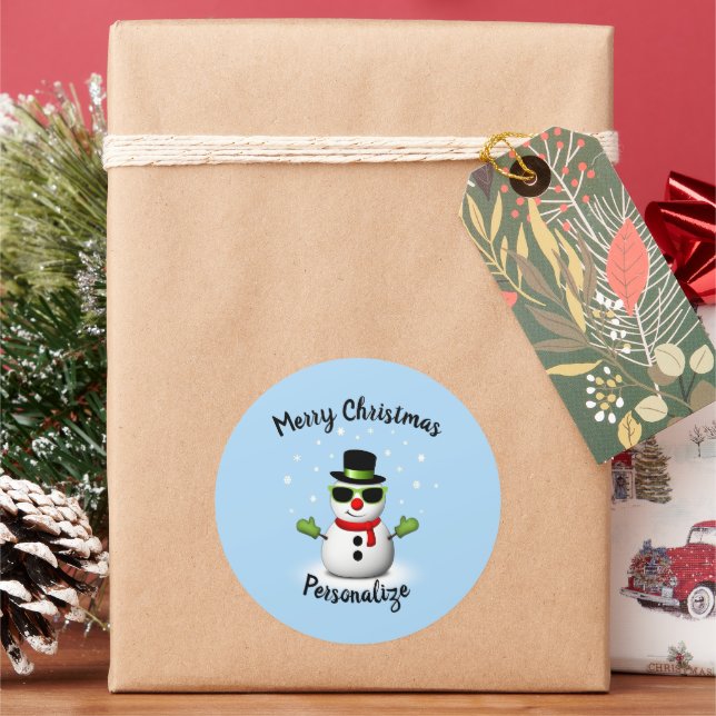 Cool Snowman Adorable Smirk Weihnachtsmann persona Runder Aufkleber (Feiertag)