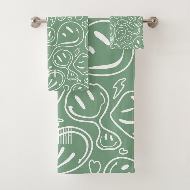 Cool Sourire Visage Melting Sourire Motif Sage Ver (En situation)