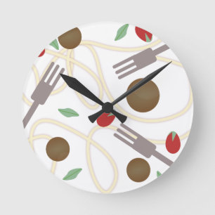 Cool Spaghetti Meatballs Pattern Runde Wanduhr