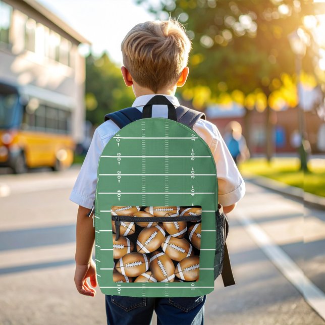 Cool Sports Football Field Pattern Bedruckter Rucksack (Football field cool kids backpack)
