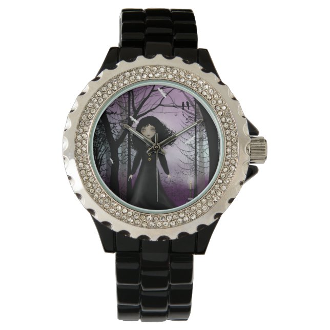 Cool Steampunk Goth Girl Ladys Watch Armbanduhr (Vorderseite)