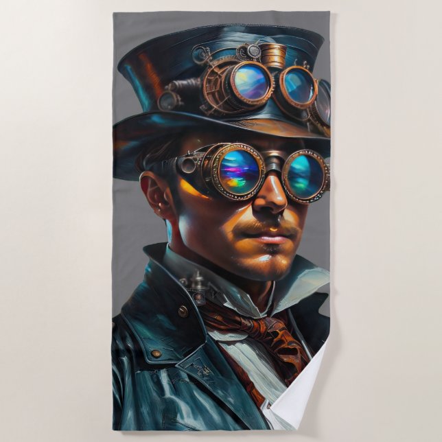 Cool Steampunk Man Strandtuch (Vorderseite)