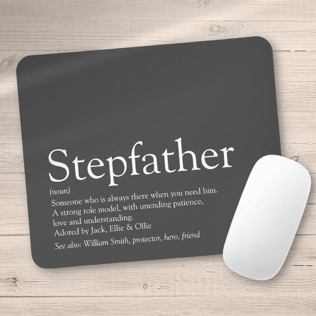 Cool Stepfather, Stepdad Definition Spaß grau Mousepad (Cool Stepfather, Stepdad Definition Fun Gray Mouse Pad)