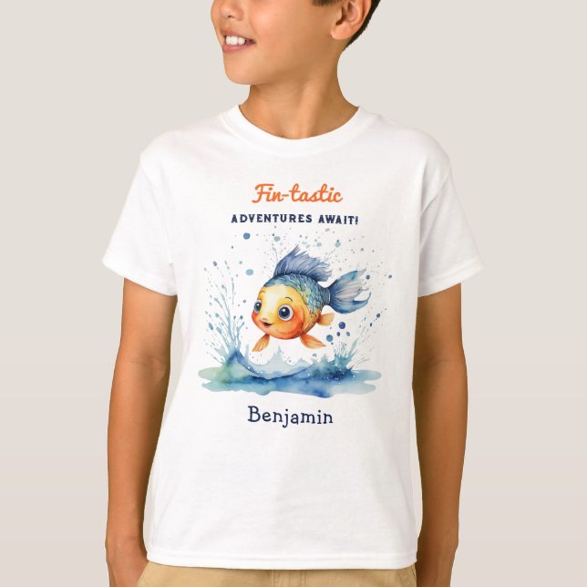Cool Stilvoll Jumping Fish Personalisiert T-Shirt (Vorderseite)