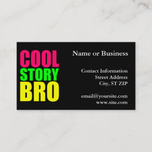 Cool Story Bro in Neonfarben Visitenkarte