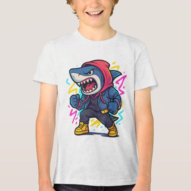 Cool Streetwear Shark Cartoon T - Shirt (Vorderseite)