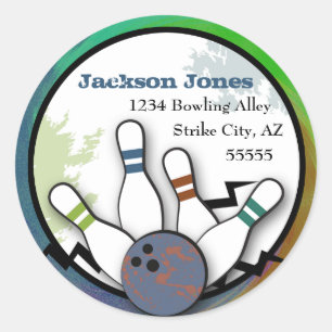 Cool Strike Bowling-Adressenaufschrift Runder Aufkleber