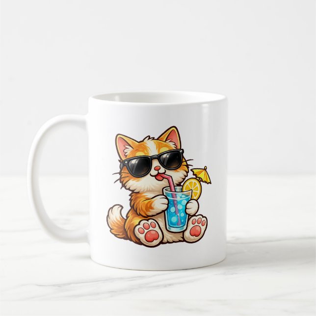 Cool Summer Cat Kaffeetasse (Links)