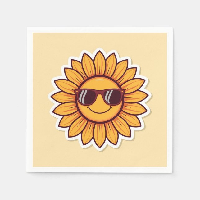 Cool Sunflower with Sunglasses Serviette (Vorderseite)