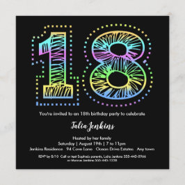 Cool sur Black 18th Birthday Party Invitation