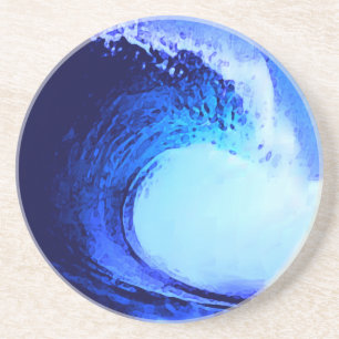 cool surf style blue wave sandstein untersetzer