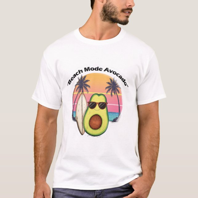 Cool Surfen Avocado T - Shirt - Fun Summer Beach C (Vorderseite)