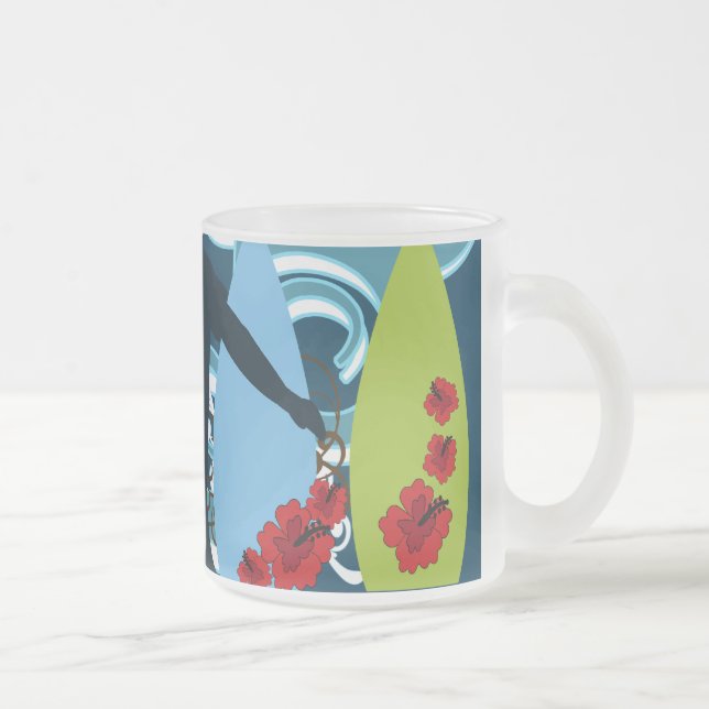 Cool Surfer Typ Surfing Beach Ocean Design Mattglastasse (Rechts)