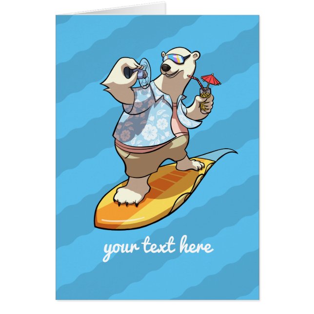 Cool Surfing Polar Bear with Cocktail Cartoon (Vorne)