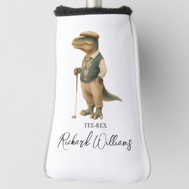 Cool Tee-Rex Golfer Dinosaur Signature Name Golf Headcover (Rotieren 90)