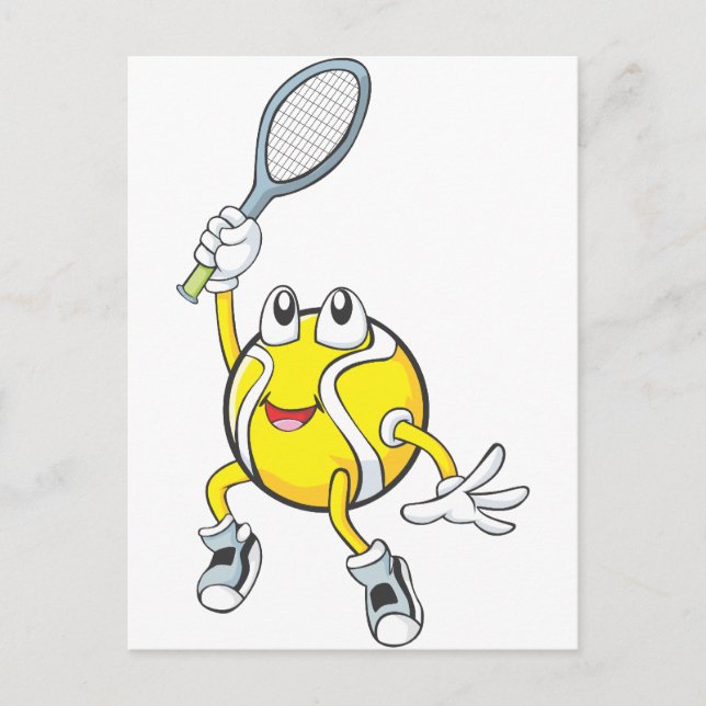 Cool Tennis Ball Holding Racquet Postkarte (Vorderseite)