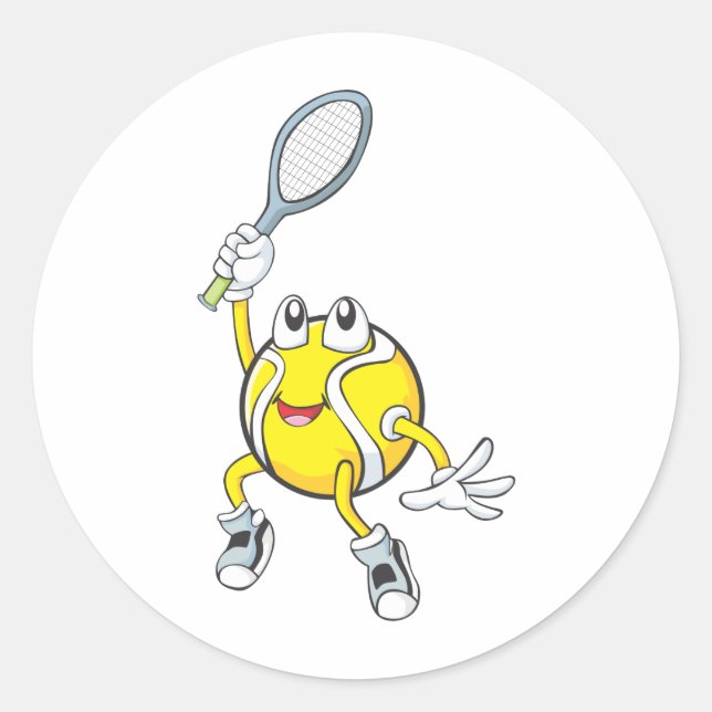 Cool Tennis Ball Holding Racquet Runder Aufkleber (Vorderseite)
