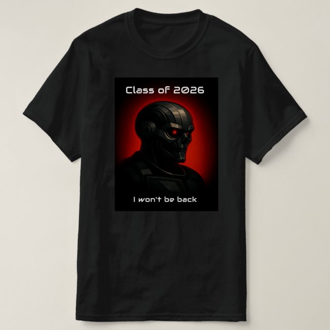 Cool Terminator Skull Graduation Graphic Design  T-Shirt (Design vorne)
