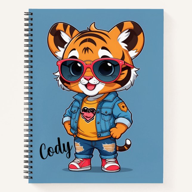 Cool Tiger Personalisiert Notizbuch (Vorderseite)