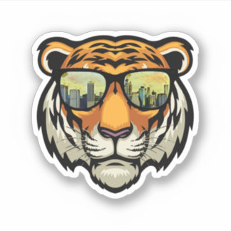Cool Tiger Sonnenbrille Gesicht Bengalisch Growlin Aufkleber