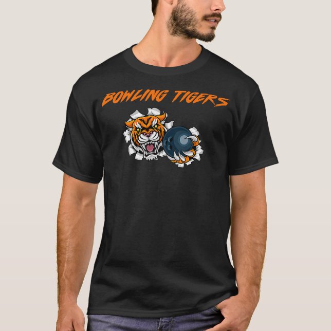 Cool Tiger With Bowling Ball Bowling Team Matching T-Shirt (Vorderseite)