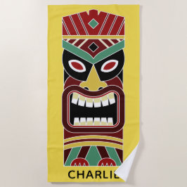 Cool Tiki Totem individuelle Name und Farbhandtuch Strandtuch