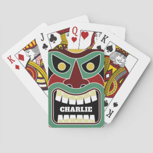 Cool Tiki Totem nom personnalisé jeu de cartes
