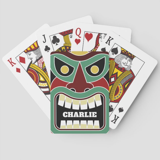 Cool Tiki Totem nom personnalisé jeu de cartes (dos)