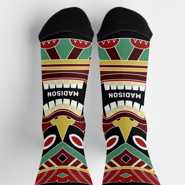 Cool Tiki Totems individuelle Name Socken (Oben)