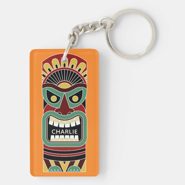Cool Tiki Totems nom personnalisé porte - clé (Dos)
