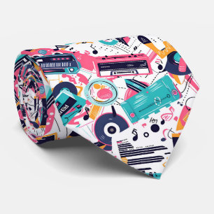 Cool tiled 80s music pattern krawatte