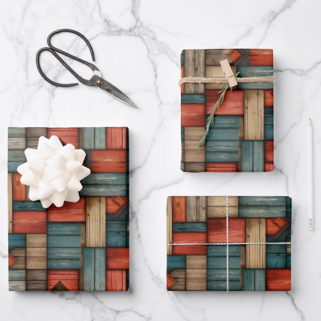 Cool tiled retro Western pattern  Geschenkpapier Set (Vorderseite)