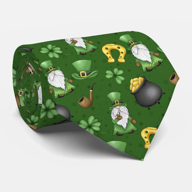 Cool tiled Saint Patrick's Day pattern leprechaun  Krawatte (Gerollt)