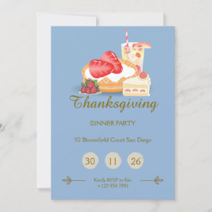 Cool Tone Thanksgiving-Einladung Abendessen-Part Einladung