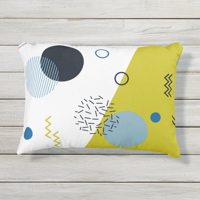 Cool, trendig, modern, geometrisch grün von Memphi Kissen Für Draußen (Rückseite)