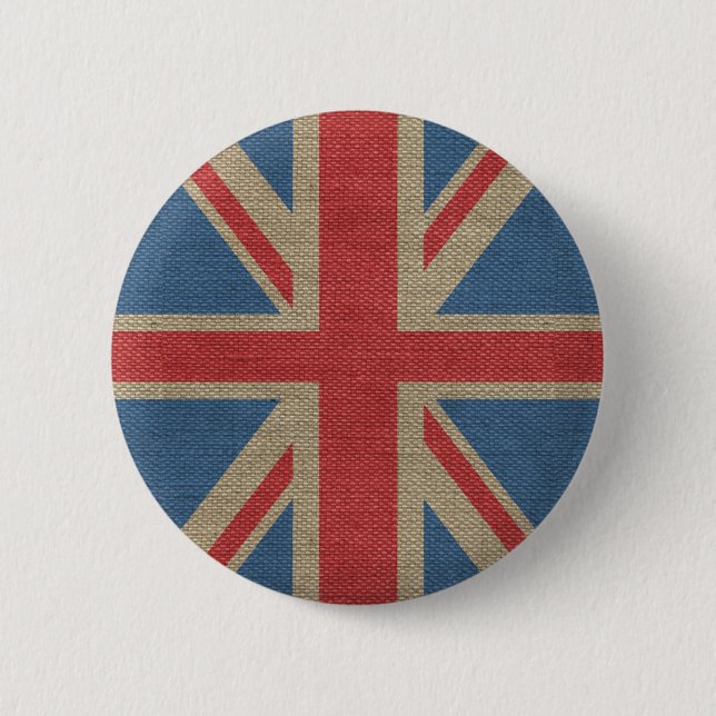 Cool trendige britische UniJack Flag-Einbruchtextu Button (Vorderseite)