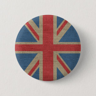 Cool trendige britische UniJack Flag-Einbruchtextu Button