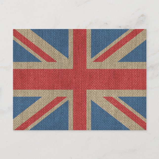 Cool trendige britische UniJack Flag-Einbruchtextu Postkarte (Vorderseite)