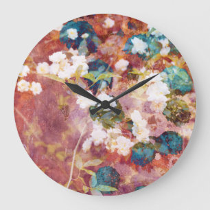 Cool, trendy art of romantic flower pattern große wanduhr