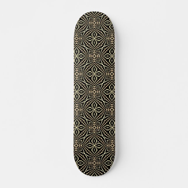 Cool Trendy Black & White Dot Art Skateboard (Devant)