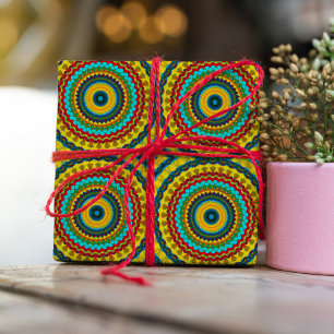 Cool Trendy Blue Red Yellow Mandala Tribal Ethnic Geschenkpapier