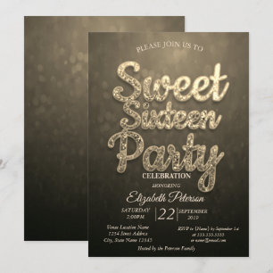 Cool Trendy Bokeh Sweet 16 Party Einladung