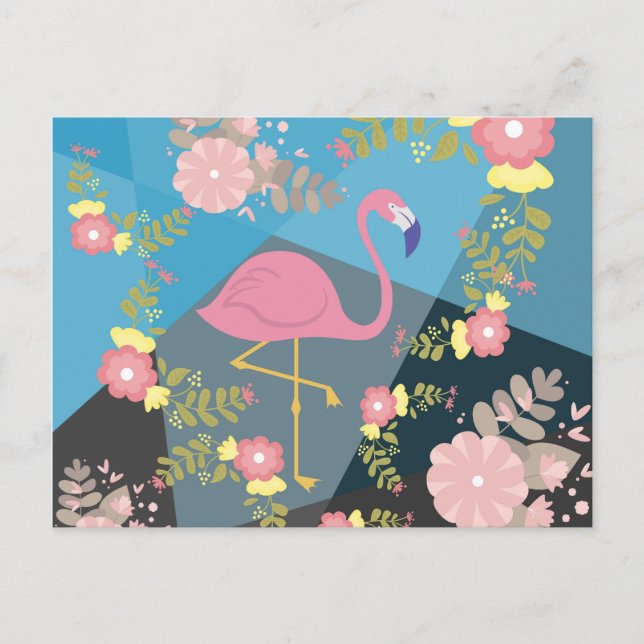 Cool Trendy Chic Niedlich Pink Girly Floral Flamin Postkarte (Vorderseite)