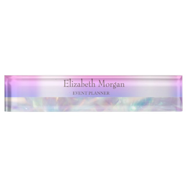 Cool Trendy Holographic Violet Namensplakette (Vorderseite)