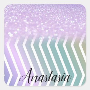 Cool Trendy Lila Glitzer Quadratischer Aufkleber