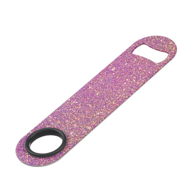 Cool Trendy Lila Glitzer Speed Flaschenöffner (Vorderseite Schrägansicht)