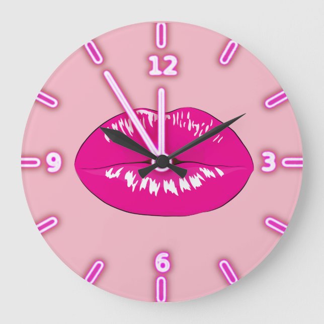 Cool Trendy Lips -Personalized Große Wanduhr (Vorderseite)